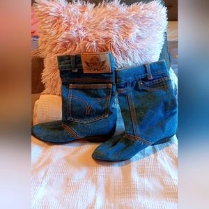 Drifter denim blue jean boots vintage